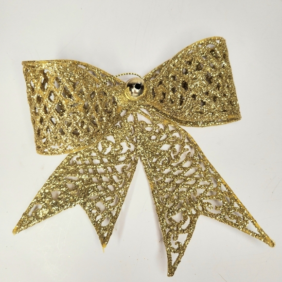 GOLDEN RIBBON ORNAMENTS SET OF 6 - Picture 3 of 4